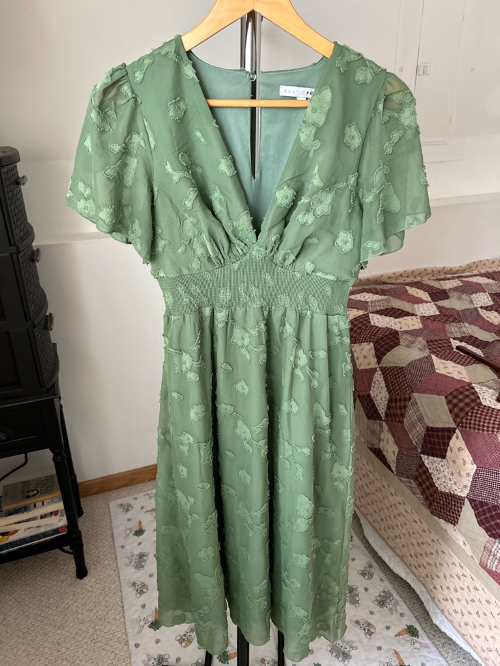 Baltic Born June Floral Smocked Midi Dress Green